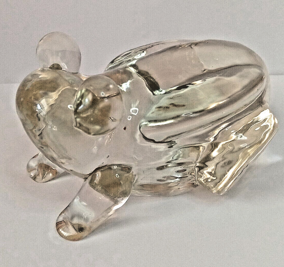 Glass Paperweight FROG FIGURINE Paper Weight CLEAR Vintage Unique