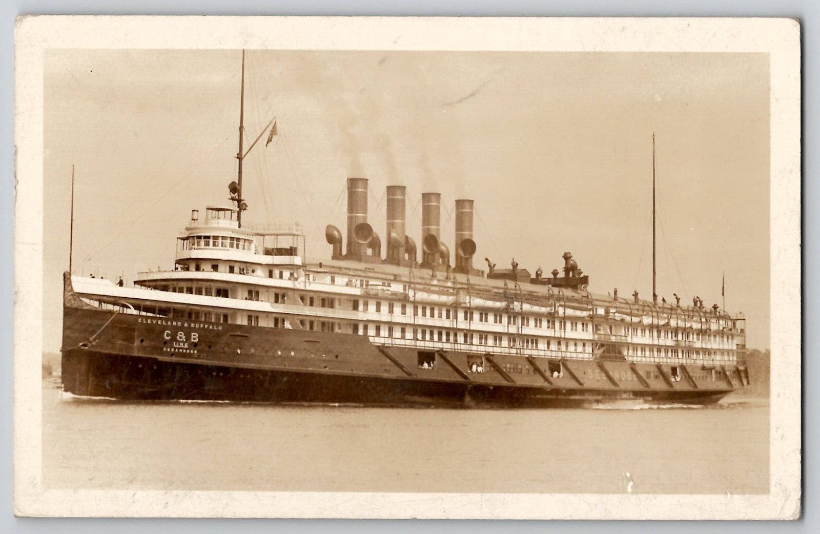 SS Seeandbee Cleveland & Buffalo Steamship Lake Erie RPPC Photo Postcard 1930s
