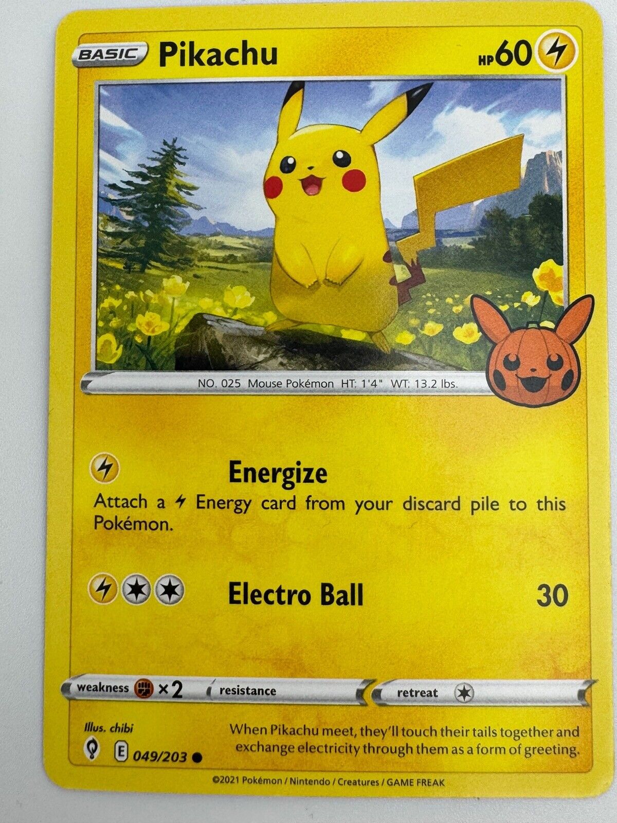 Pokemon TCG Card Trick or Trade BOOster Stamped Pikachu 049/203