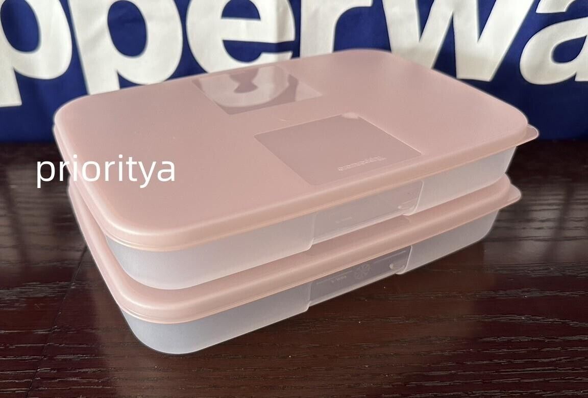 Tupperware Freezer Mates Medium #1 Container 550ml Set of 2 Sheer Blush Pink New