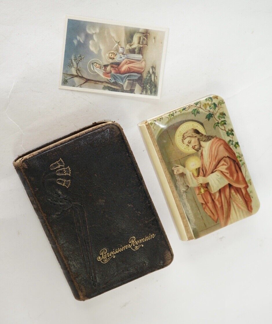 Lot of 2 Antique Pocket Size French Prayer Books (1920s)