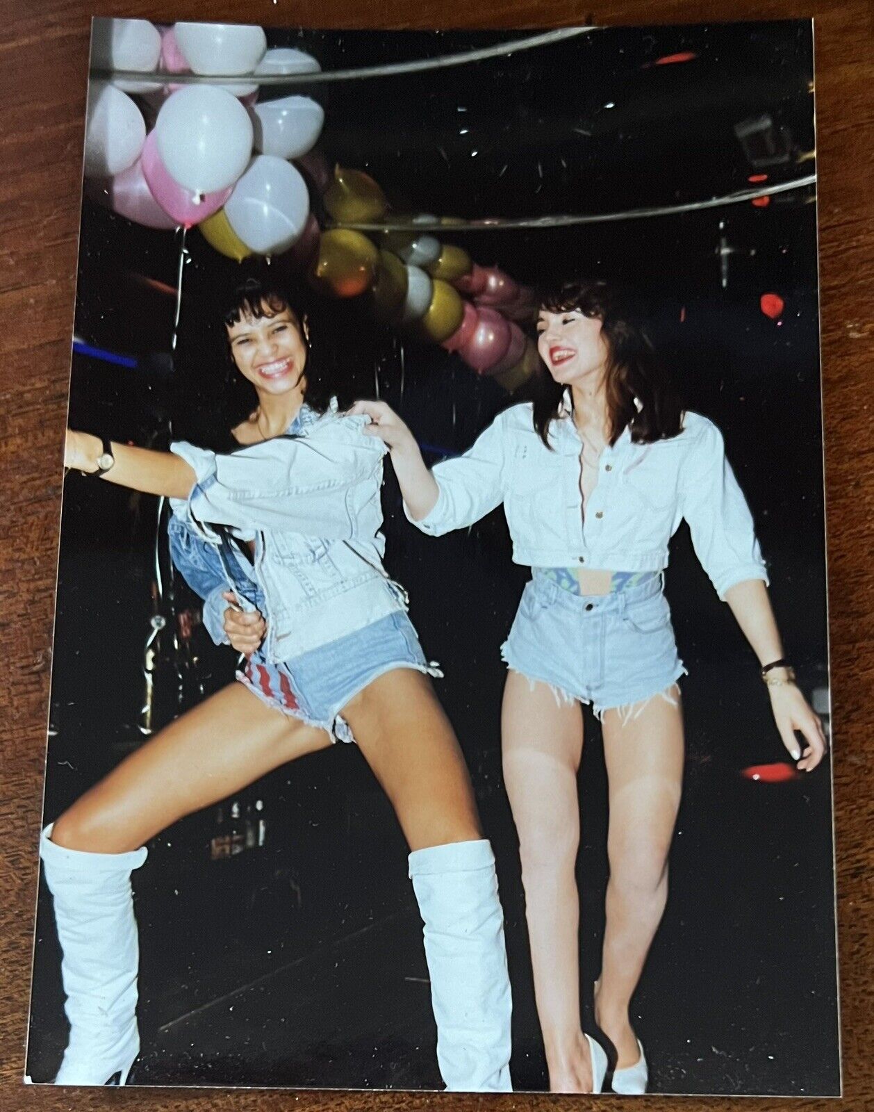 VTG 1991 Original Strip Club Snapshot Photo Two Dancers in Daisy Dukes Risqué
