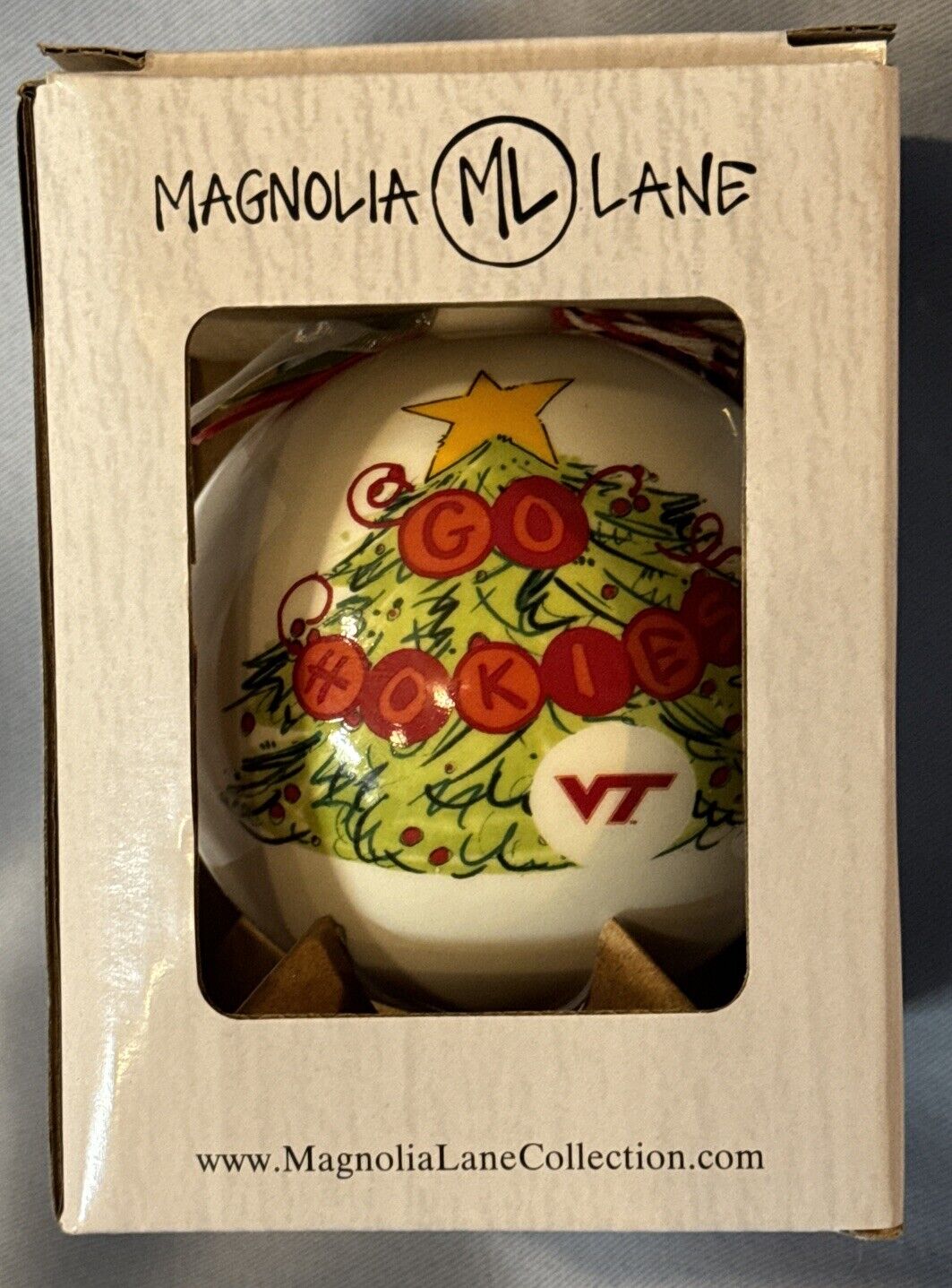Magnolia Lane ML Go Hokies Virginia Tech Christmas Ornament NEW