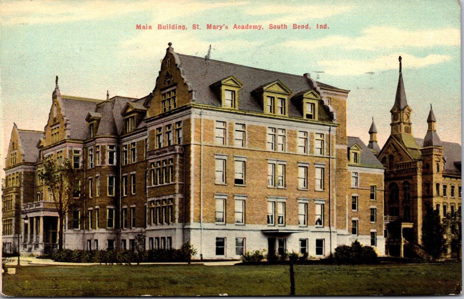 Postcard Main Building at St. Mary's Academy in South Bend, Indiana