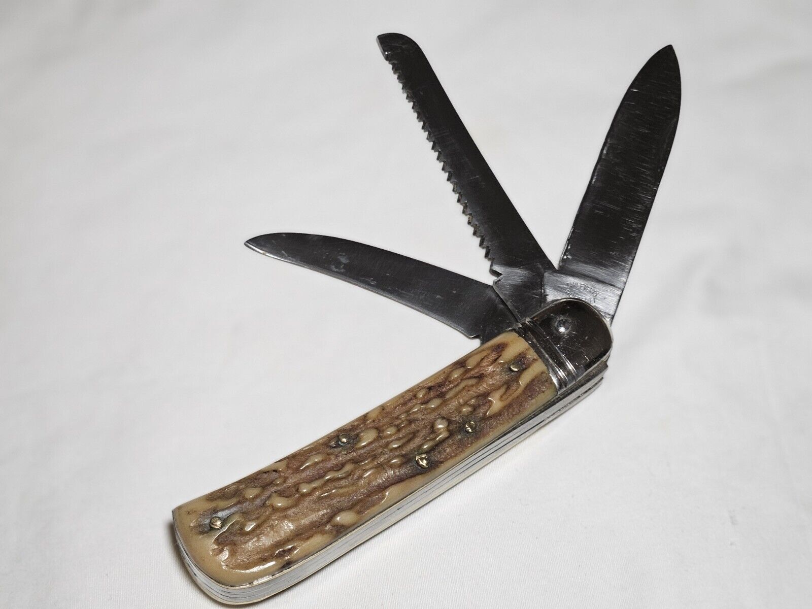 Vintage 1950s Carl Everts Solingen Pocket Hunting Knife Stag Handle