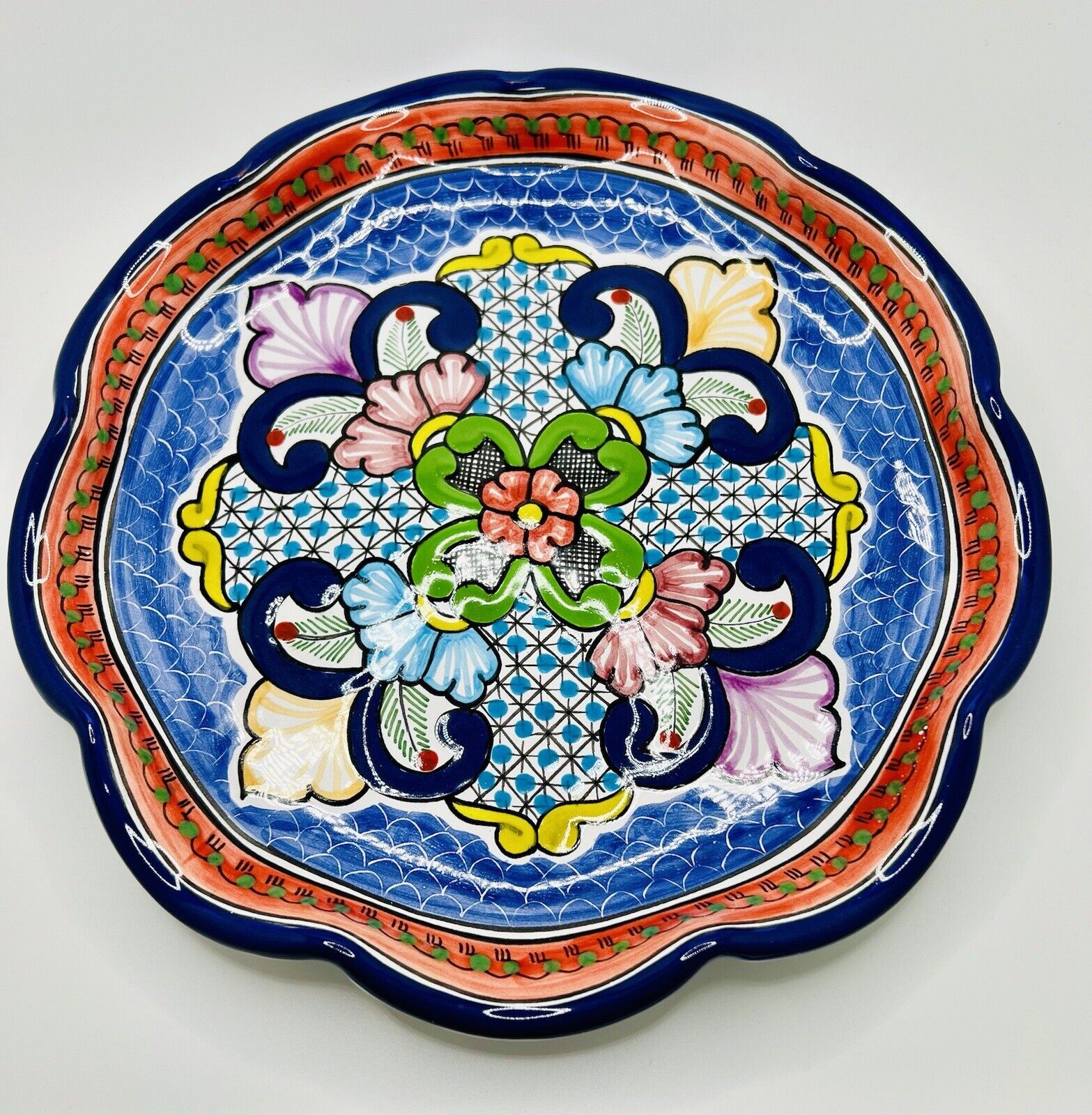 Talavera HERNANDEZ Puebla Mexico Signed Pottery Plate 10” Bright Color Mint Cond
