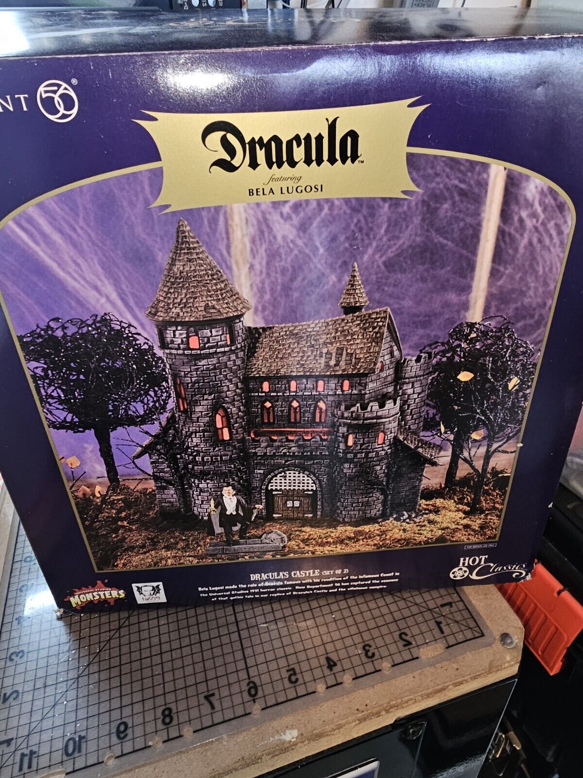 Department 56 Count Dracula\'s Castle Lugosi Two Set Hot Classics Halloween 59301