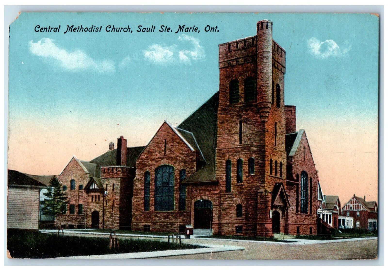 c1910 Central Methodist Church, Sault Ste. Marie, Ontario Canada Postcard