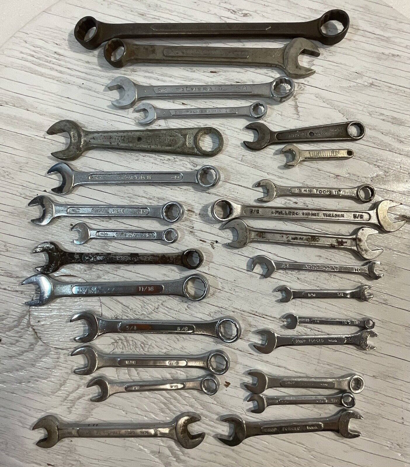 Vintage Lot Of 26 Combination Wrenches Various Brands UsedToolShop 