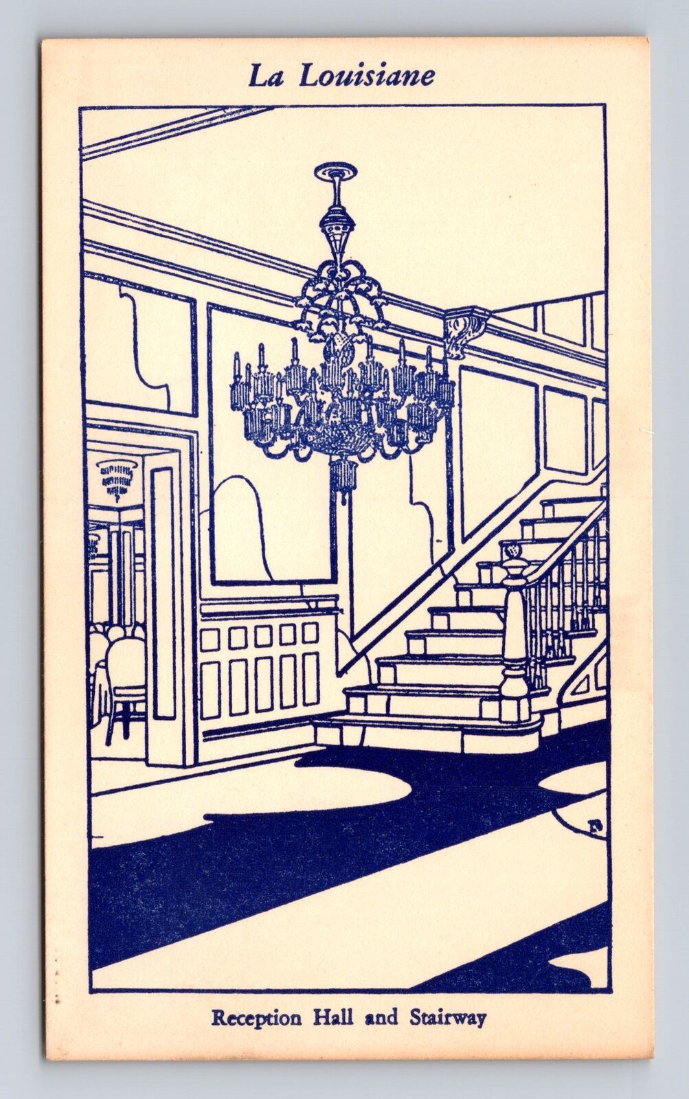 New Orleans LA-Louisiana, La Louisiana Reception Hall, Stairway Vintage Postcard