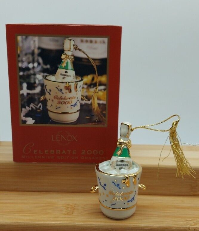 Lenox Celebrate 2000 Millennium Edition Ornament Champagne In Bucket 3.5\