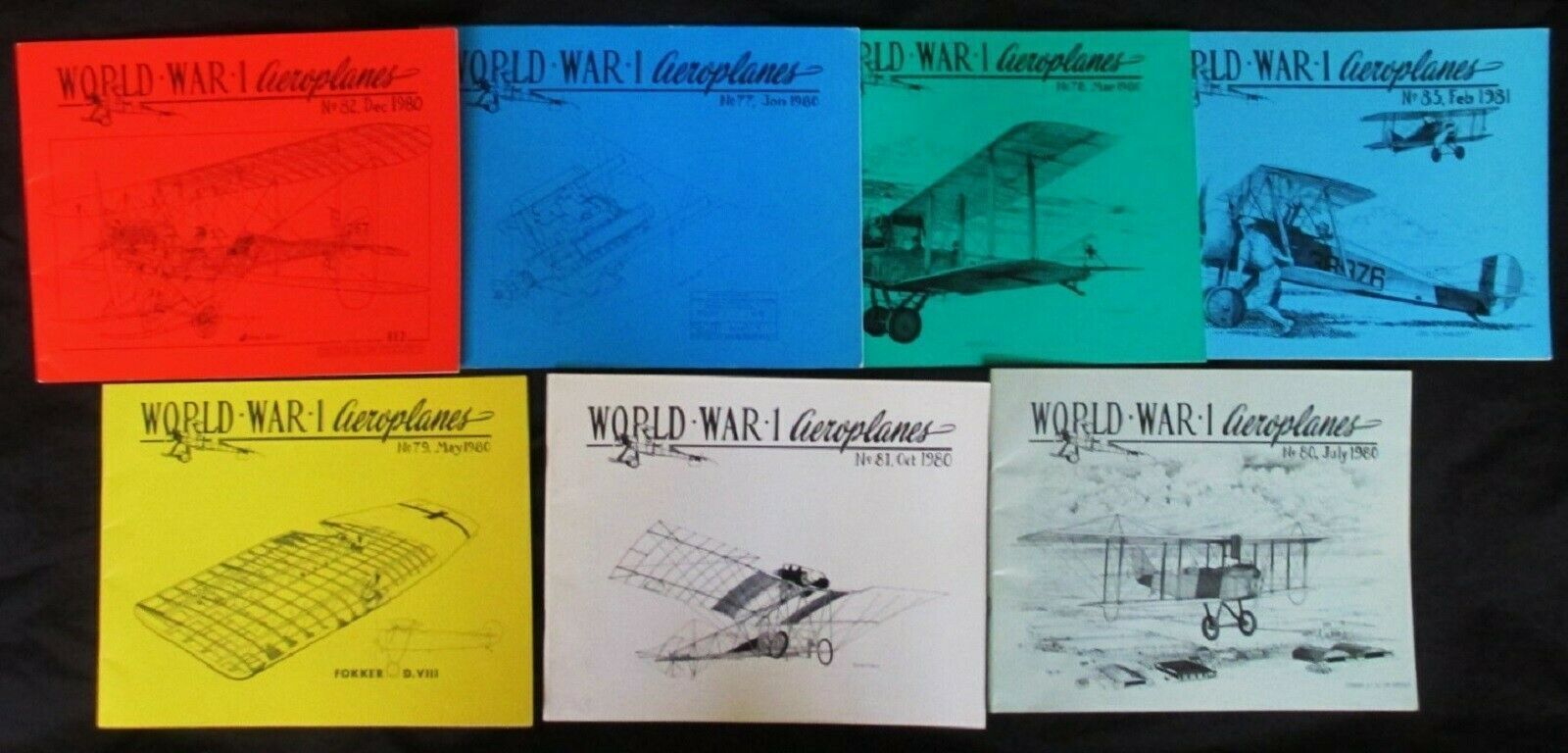 WWI Aeroplanes  Magazine Lot of 7 Issues 1980 1981 World War I Aircraft Airplane