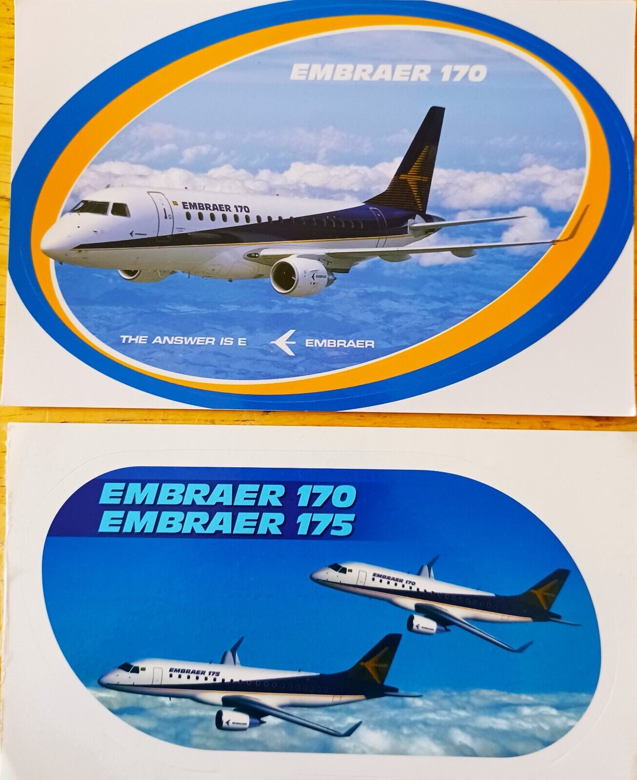 EMBRAER 170 -175 2 STICKERS, 6in & 5in, Travel, Flying