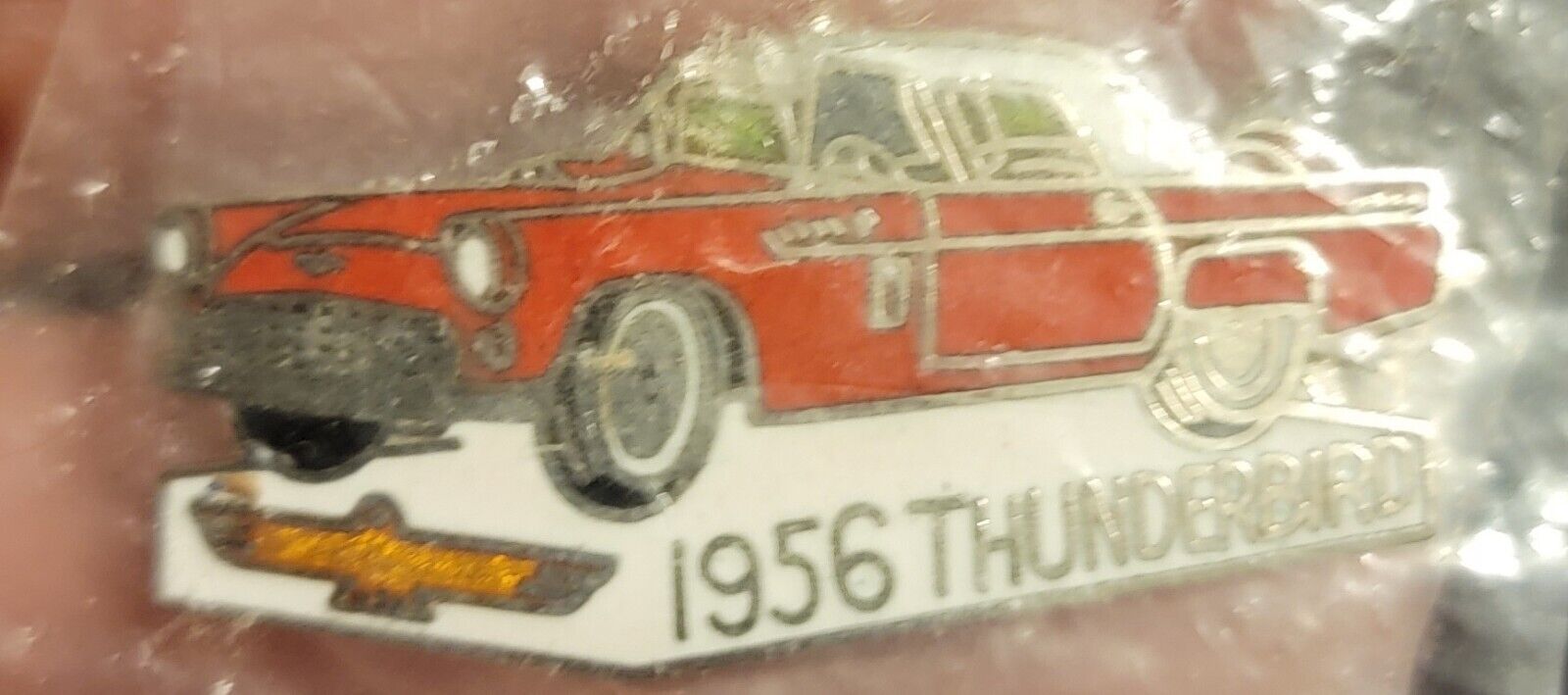 VTG Lapel Hat Vest Pinback 1956 Thunderbird Red Enameled 