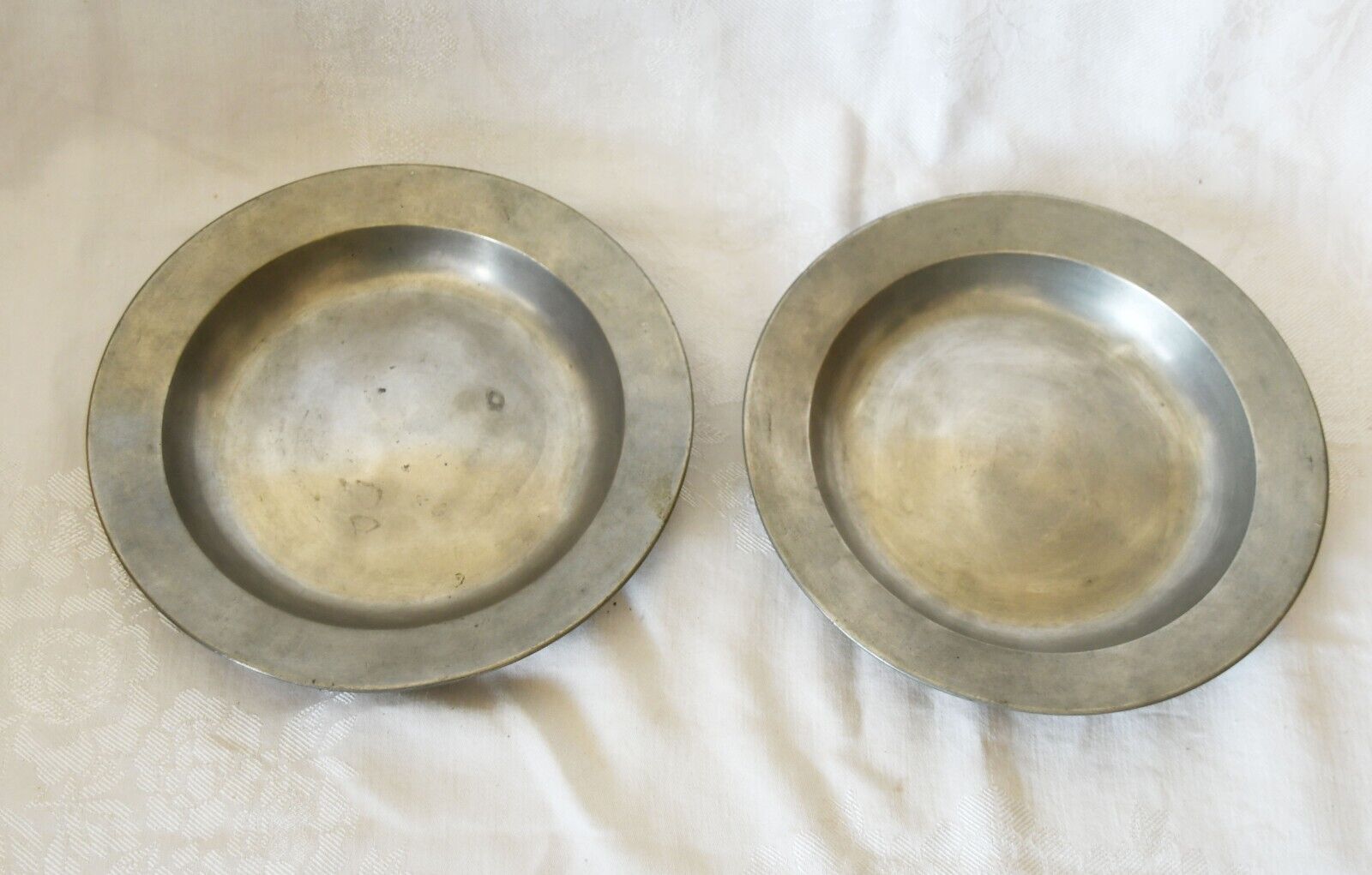 Antique Pair of 1700s-1800s Antique Pewter Plates Dish 3 Angel Marks