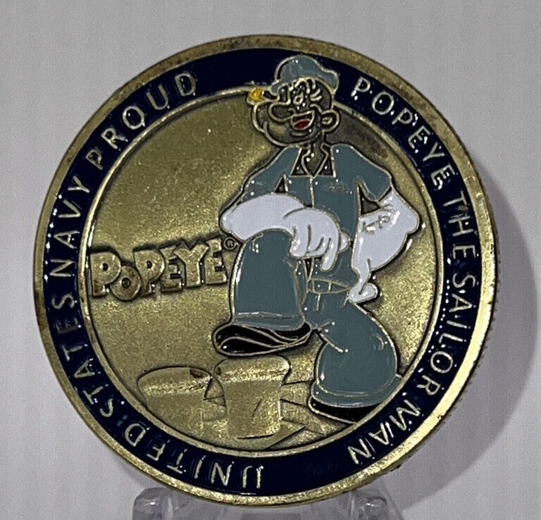 * RARE U.S. NAVY PROUD POPEYE THE SAILOR MAN CHALLENGE COIN CHIEF PETTY OFFICER