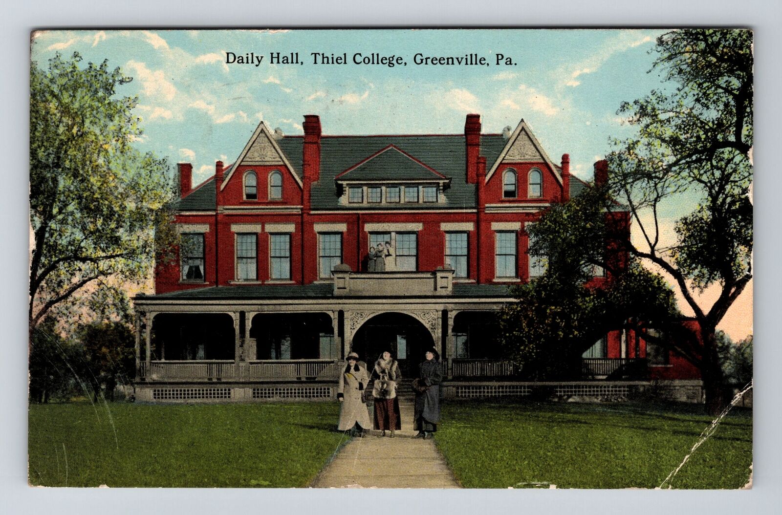 Greenville PA-Pennsylvania, Daily Hall, Thiel College, Vintage Postcard