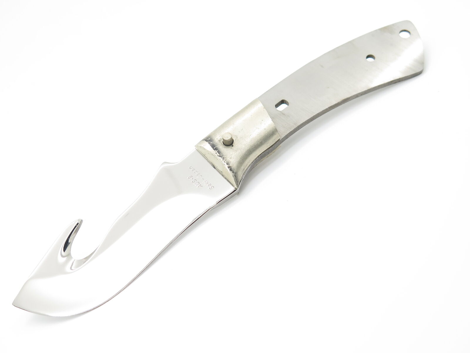 Vtg Explorer Seki Japan Tak Fukuta Straight AUS8 Guthook Fixed Knife Blade Blank