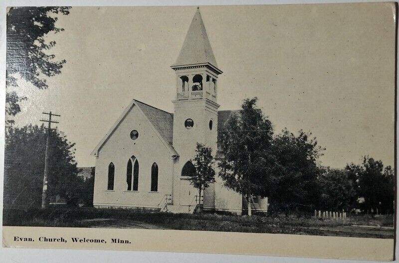 1904 Evangelical Church, Welcome, Minnesota Vintage PC MN