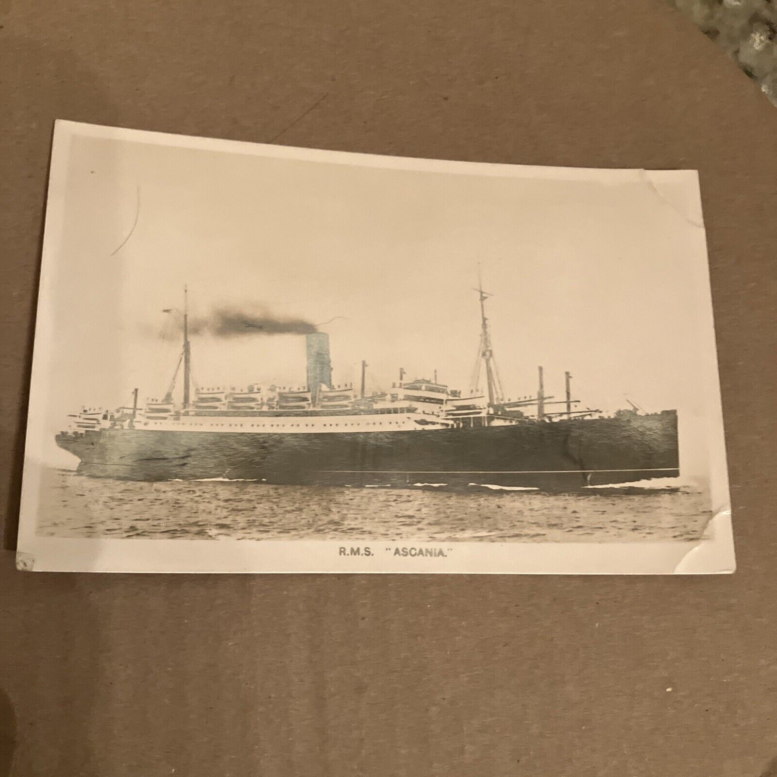 postcard RPPC Real Photo RMS Ascania Ship Ocean Liner - as is - corner creases