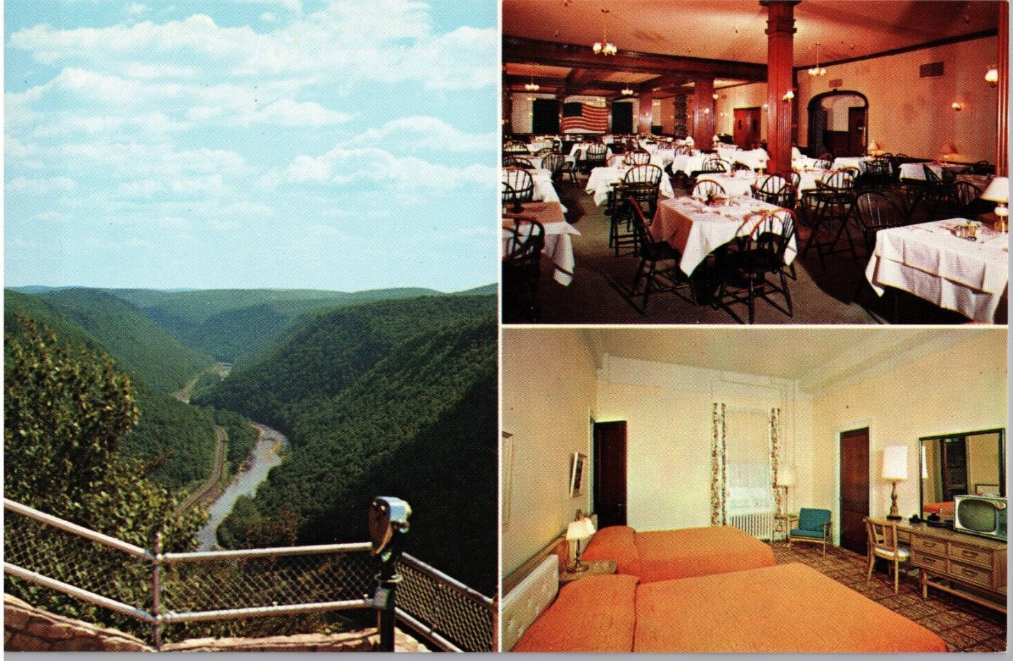 Postcard The Penn-Wells Hotel, Wellsboro, Pennsylvania, Interior Room with TV