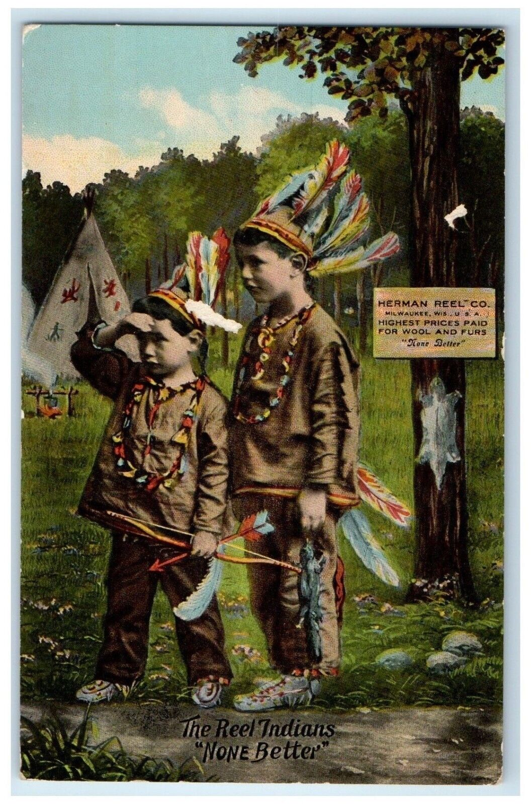 c1910\'s The Reel Indians Teepee Herman Reel Co. Advertising Antique Postcard