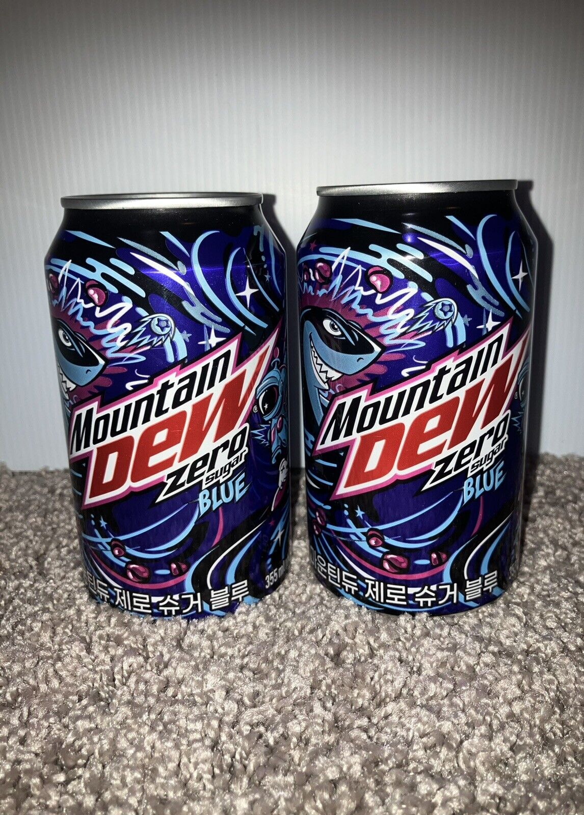 (2 PACK) Mountain Dew Blue Zero Sugar Korea Exclusive Full Sealed Cans