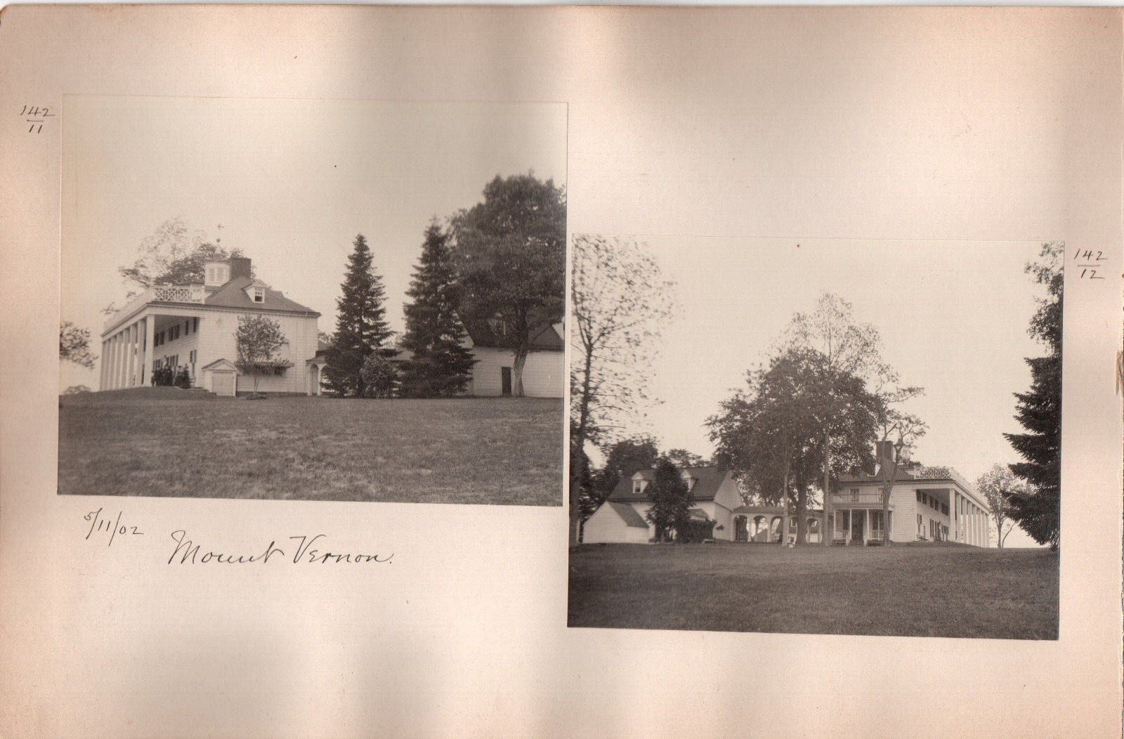 Mounted Snapshot Photos (4) 1902 Washington\'s Old + 2nd Tomb Mt Vernon Home