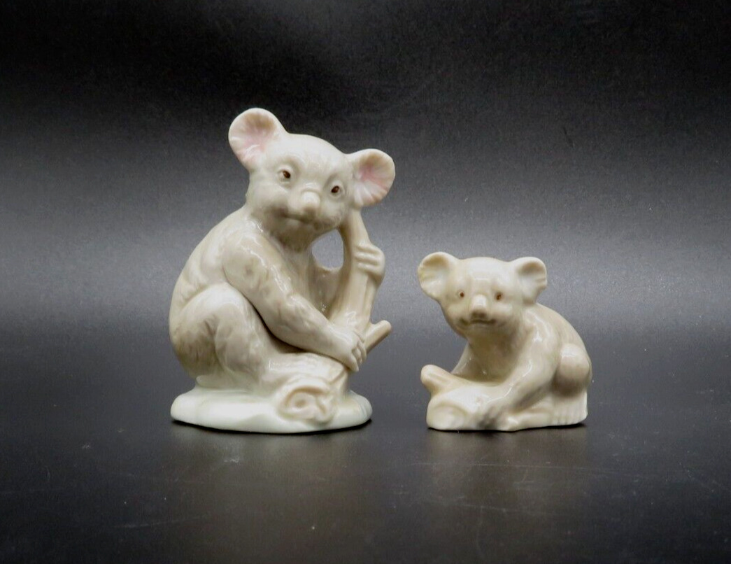 Good George Pair (2) of Porcelain Koala Bears Figurines - Pastel Colors - Taiwan