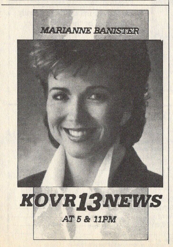 1987 TV AD~MARIANNE BANISTER NEWS REPORTER KOVR STOCKTON ~ SACRAMENTO,CALIFORNIA
