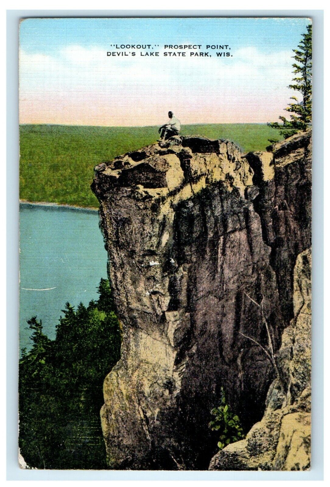 c1940\'s Lookout Prospect Point Devil\'s Lake State Park Wisconsin WI Postcard