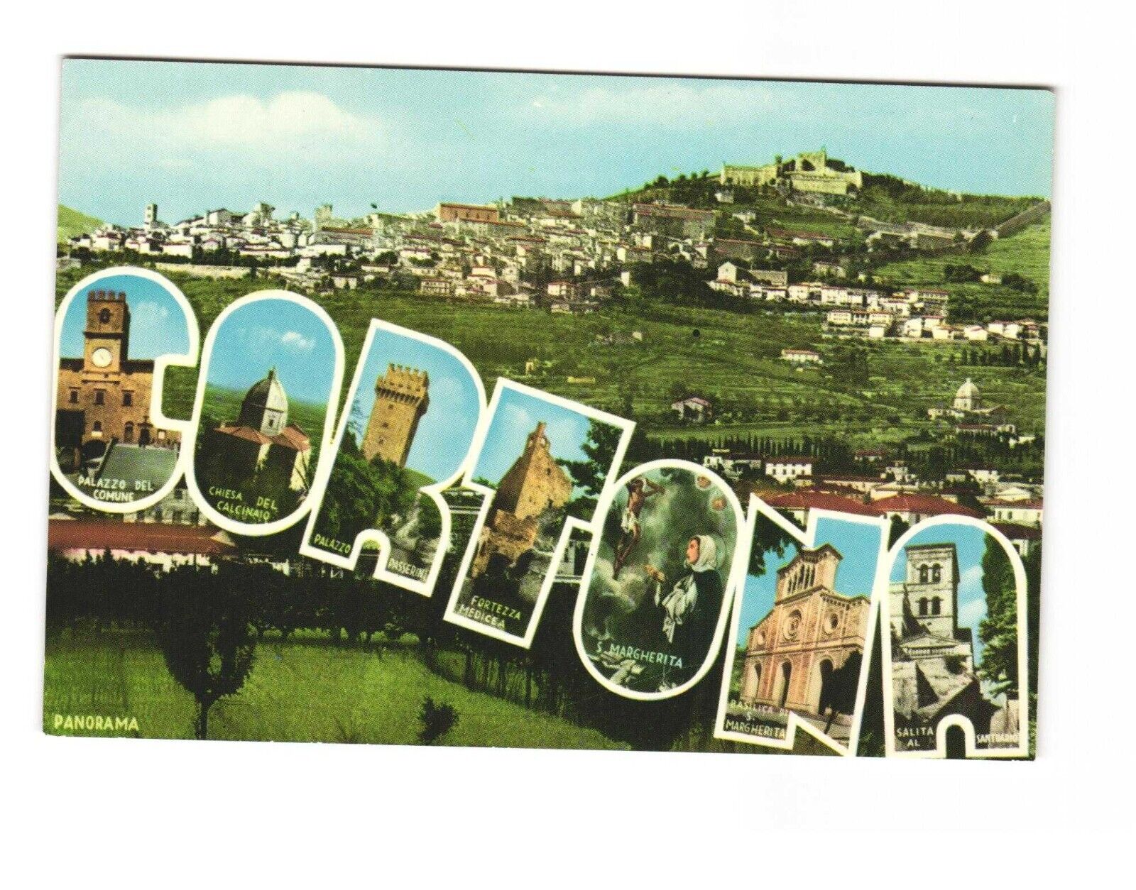 Cortona Panorama City View Postcard Unposted 4x6