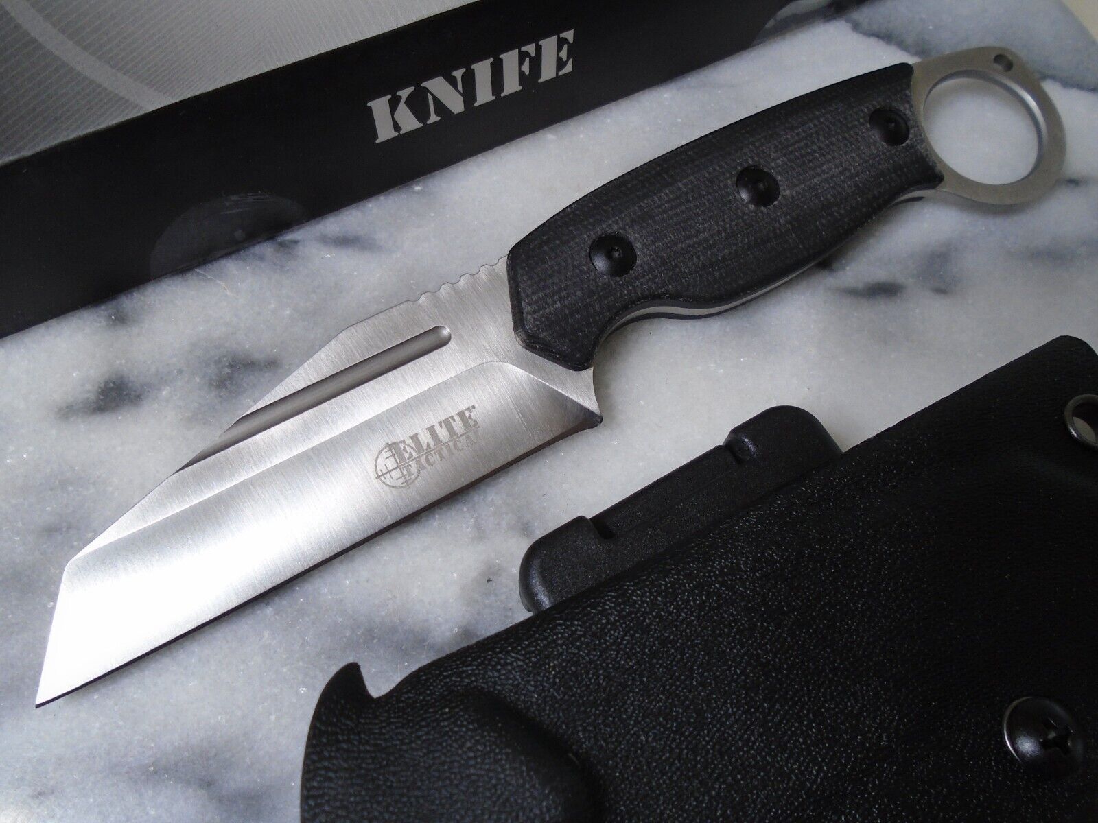 Elite Tactical Liberator Fixed Blade Knife D2 Micarta Full Tang Kydex ET-FIX013