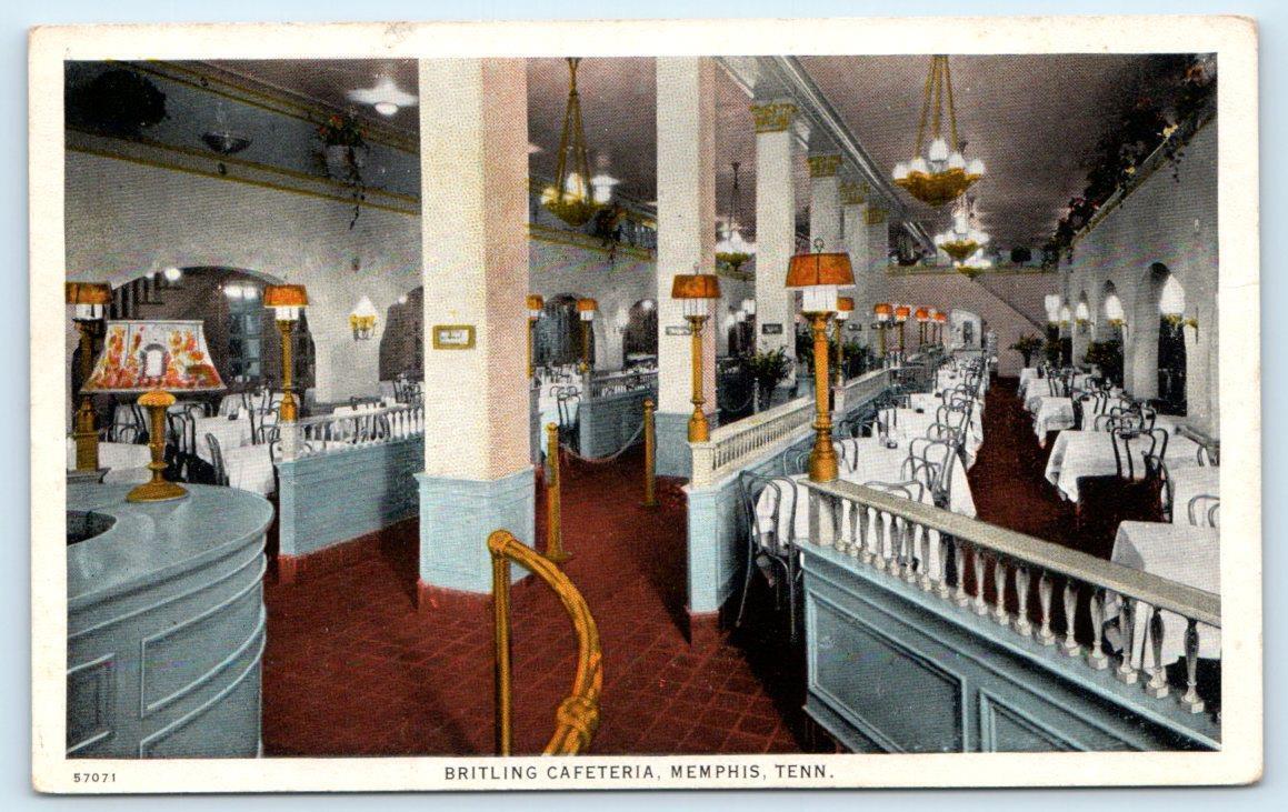 MEMPHIS, TN Tennessee ~ Roadside Interior BRITLING CAFETERIA c1910s Postcard