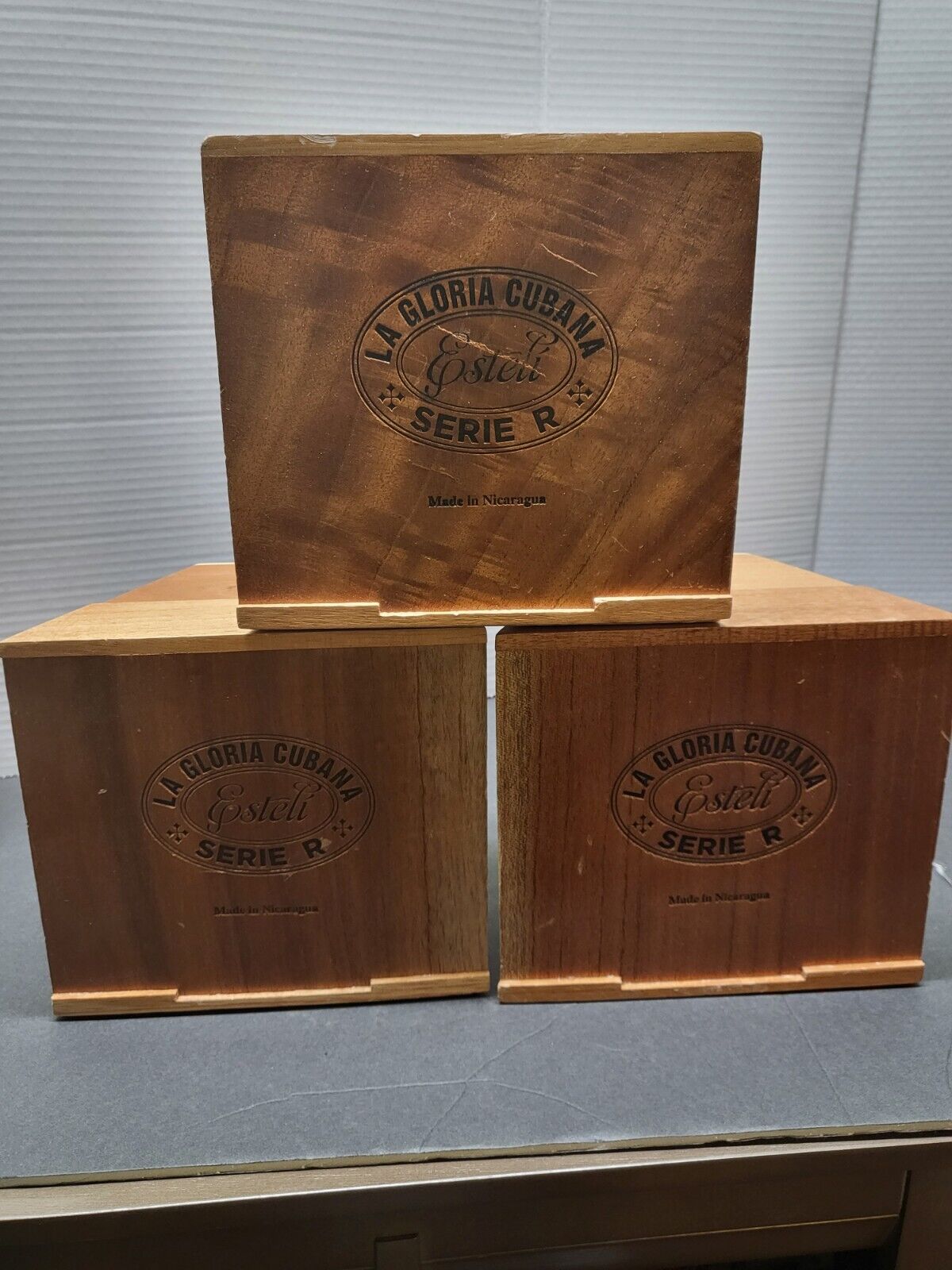 Set Of 3 VTG Cigar Box La Gloria Cubana Empty Wood Wooden Box Made In Nicaragua