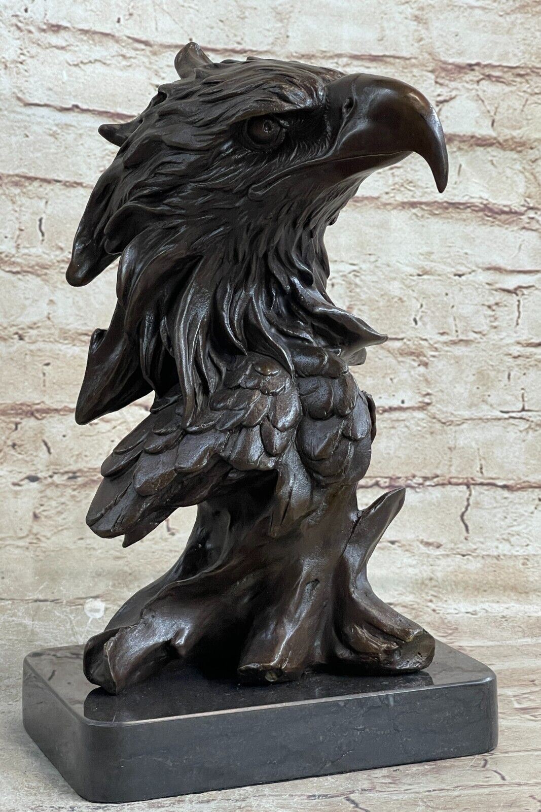 Art Deco Bald American Eagle Bust Bronze Sculpture on Marble Base Figurine Deal