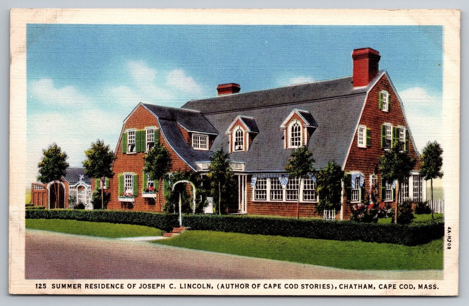 Summer Residence of Joseph C. Lincoln. Cape Cod Massachusetts  Postcard