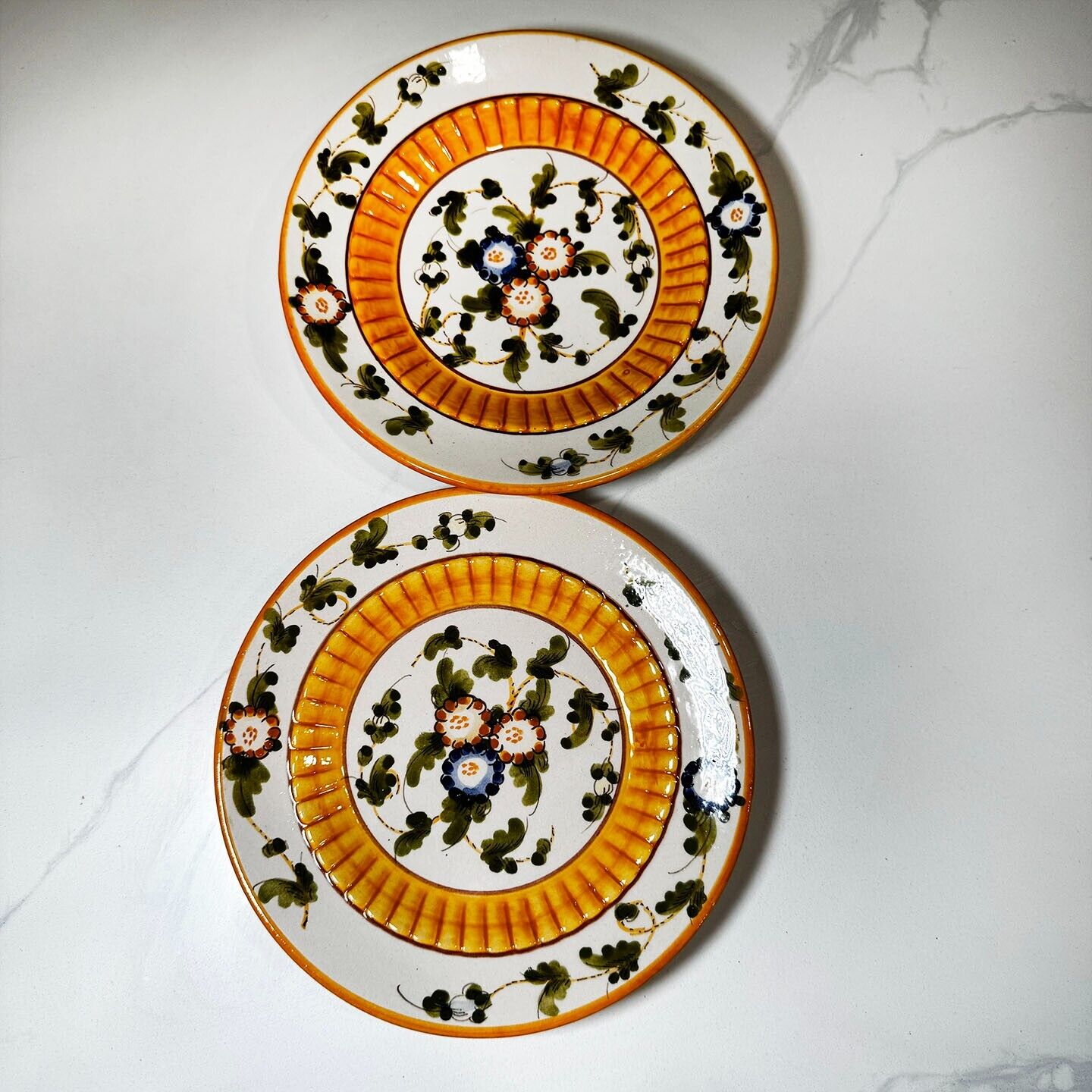 Vintage Salad Plates Hand Painted in Italy - Set of 2