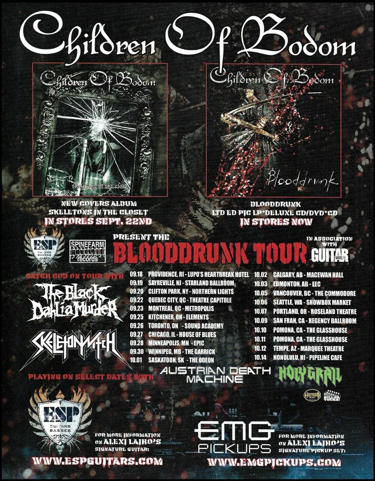Alexi Laiho Children of Bodom 2009 Blooddruck Tour Dates ad 8 x 11 advertisement