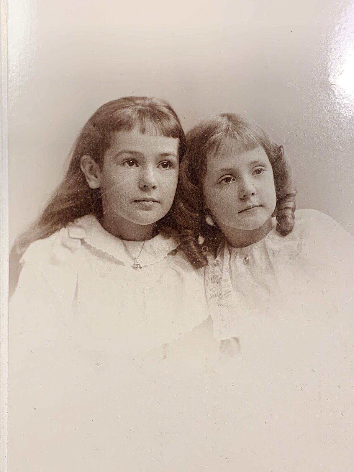 Antique Cabinet Card Portrait  ~ Two Young Girls Philadelphia, Pennsylvania