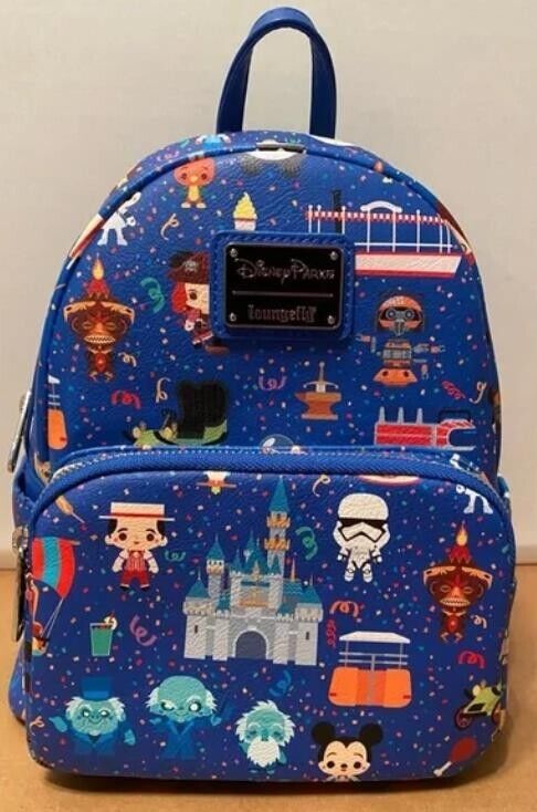 Disney Parks Loungefly Icons Chibi Characters & Attractions Mini Backpack BNWT
