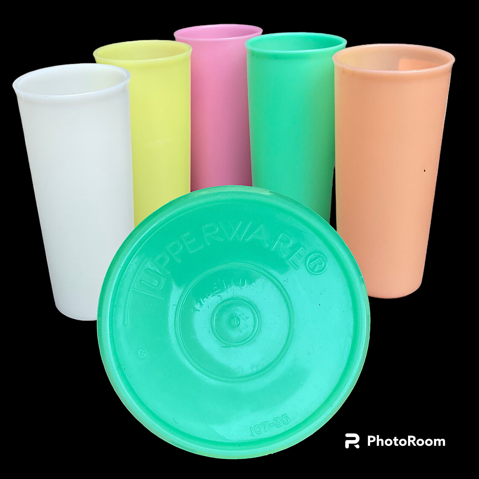 Vintage Tupperware Cups Tumblers Set of 5 Multiple Colors 8” Tall Pastels