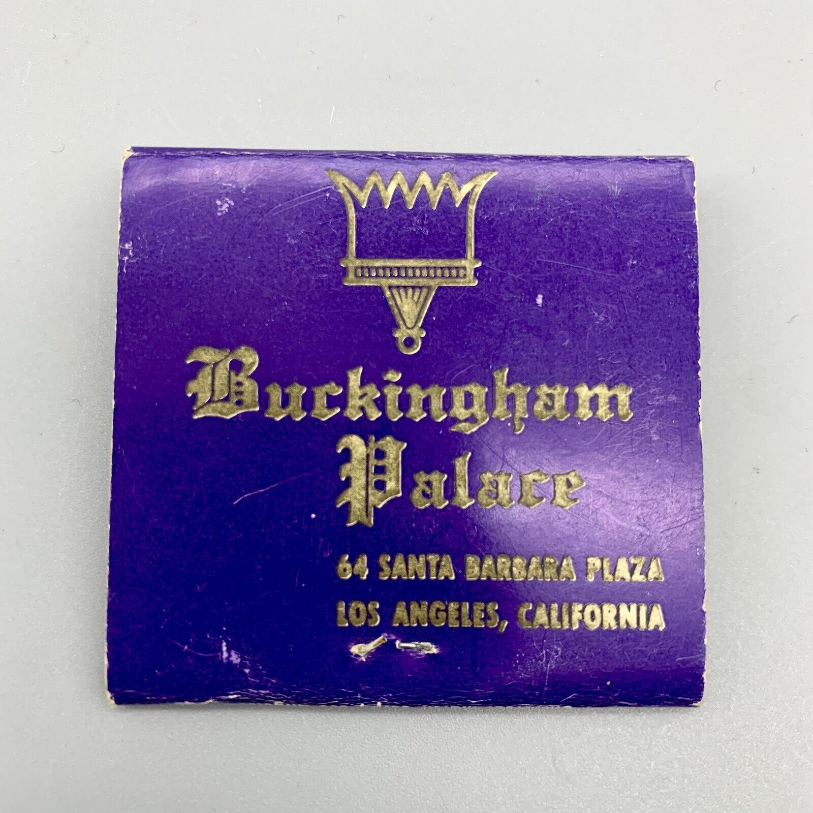 VTG Purple Matchbook Buckingham Palace Restaurant Santa Barbara Plaza LA Calif.
