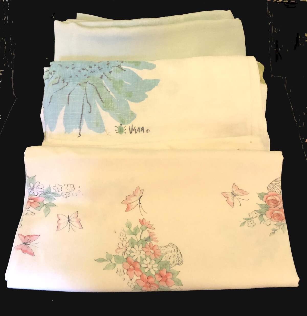 Vintage lot 3 tablecloths VERA DAMASK FLORAL Cutter Crafts
