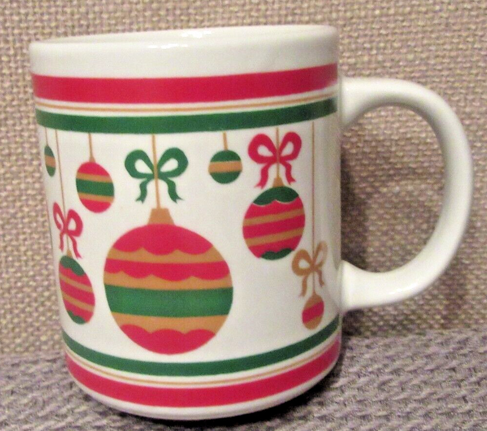 Finest Ceramics Christmas Mug Designed w/Ornaments  EUC