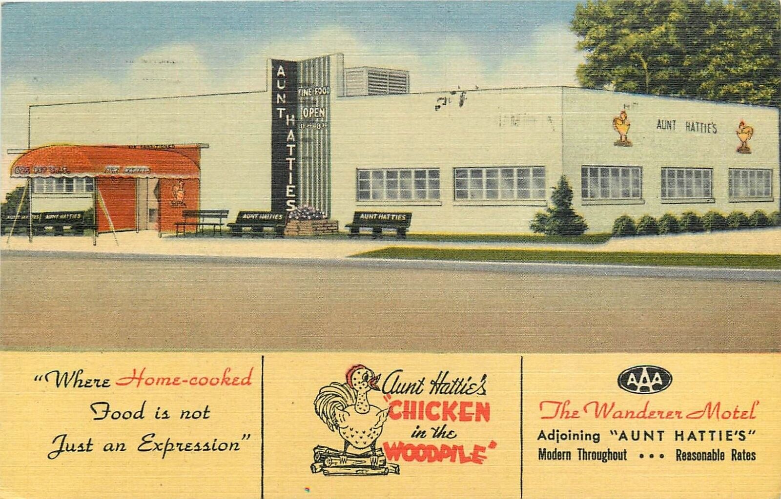 Postcard 1952 St. Petersburg Florida Aunt Hattie\'s restaurant occupation 24-5997