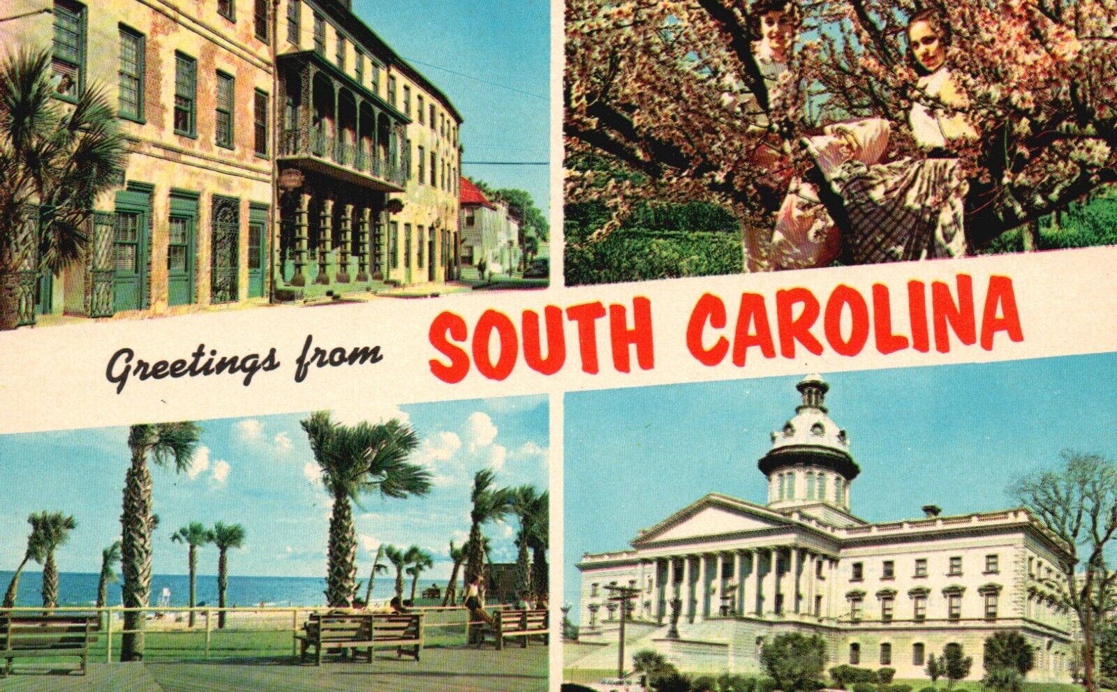 Postcard SC Greetings from South Carolina Multi View Chrome Vintage PC J8676