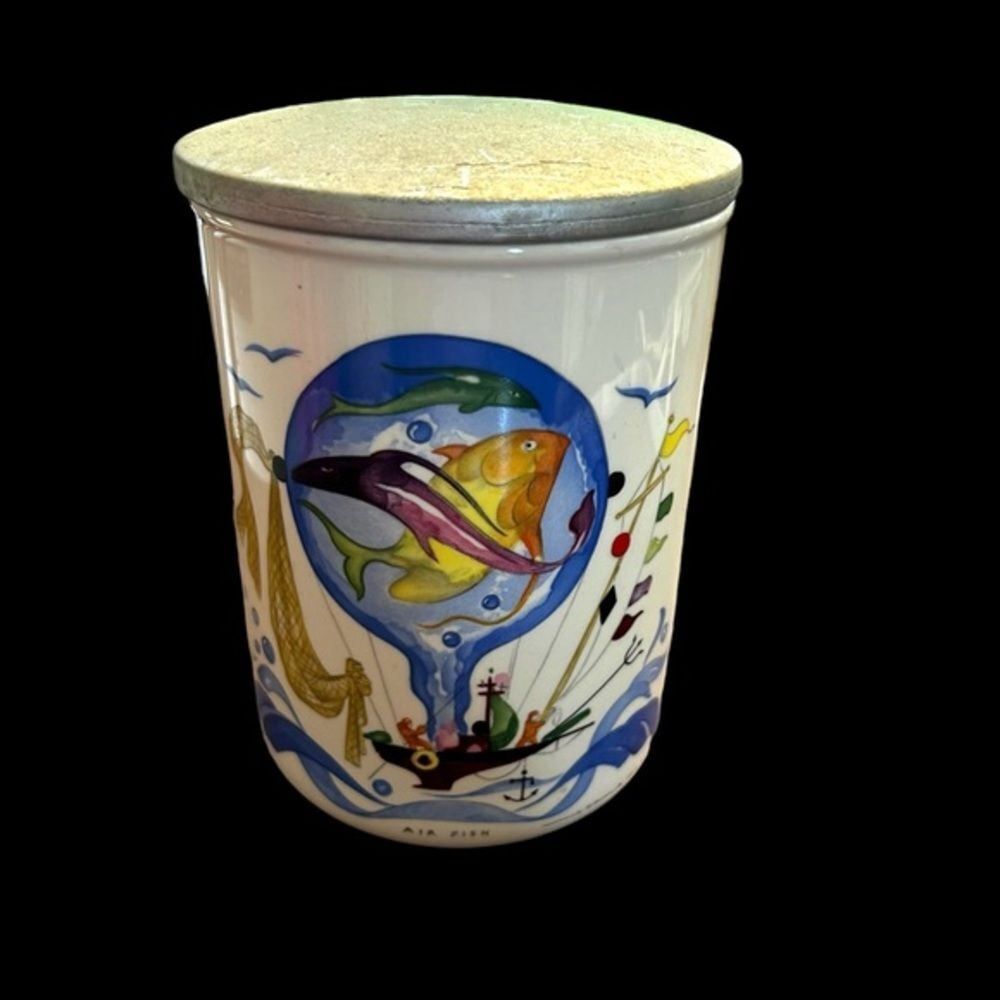 Villeroy& Boch ceramic porcelain lidded jar w ocean animals summer/dolphin