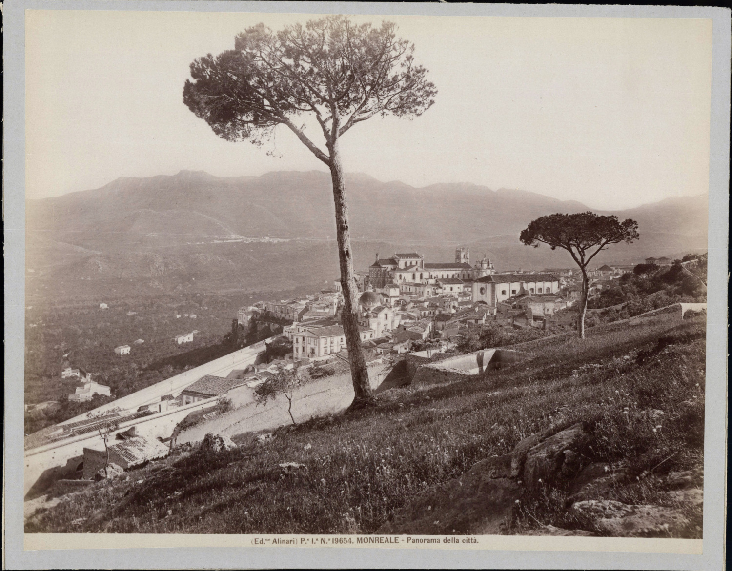Italy, Sicily, Monreale, Panorama of the city, ca.1875, vintage albumin print
