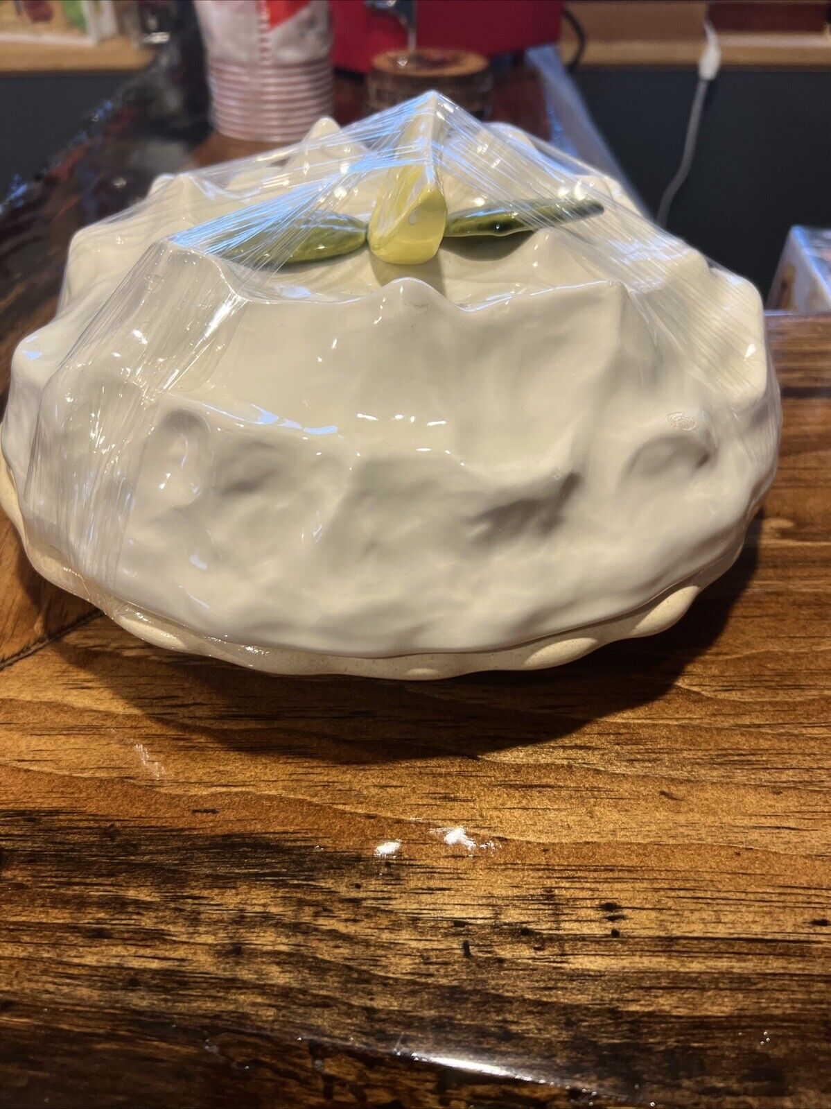 Vintage Lemon Meringue Pie Keeper Covered Dish Dessert Holder